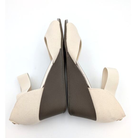 Anne Klein Tatiana Wedge Heel Sandal Women's Natural Fabric Size US9.5M EU40 - Picture 10 of 10